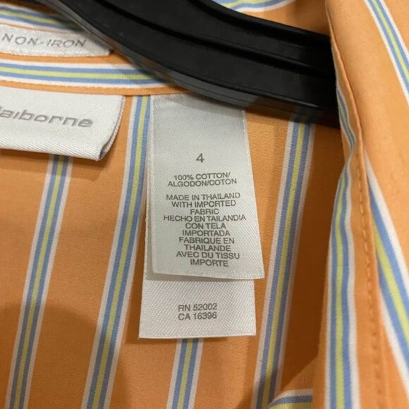 Liz Claiborne Non-Iron Women's Striped Button Down Collared Cotton Blouse - Picture 7 of 11